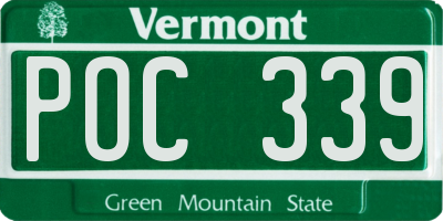 VT license plate POC339