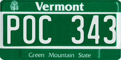 VT license plate POC343