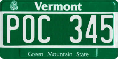 VT license plate POC345