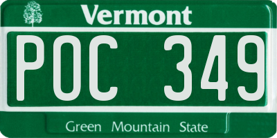 VT license plate POC349