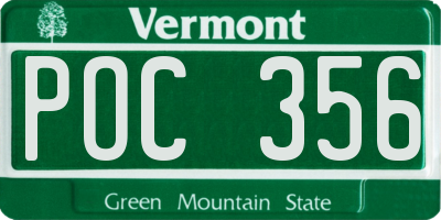 VT license plate POC356