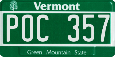 VT license plate POC357