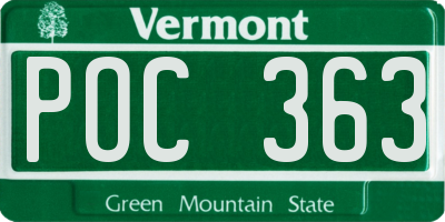 VT license plate POC363