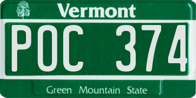 VT license plate POC374