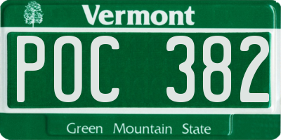 VT license plate POC382
