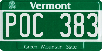 VT license plate POC383