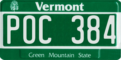 VT license plate POC384