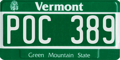 VT license plate POC389