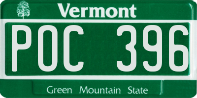 VT license plate POC396