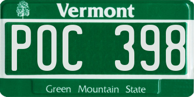 VT license plate POC398