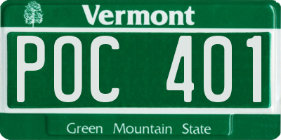VT license plate POC401