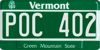 VT license plate POC402