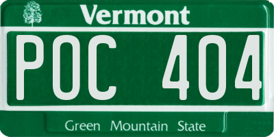 VT license plate POC404