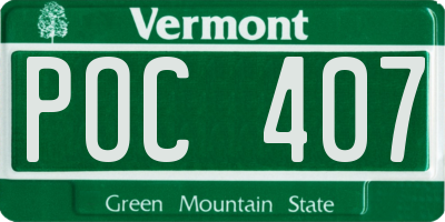 VT license plate POC407