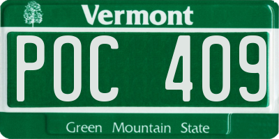 VT license plate POC409