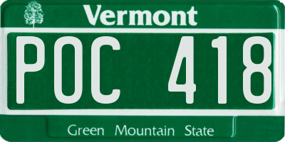 VT license plate POC418