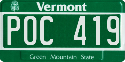VT license plate POC419