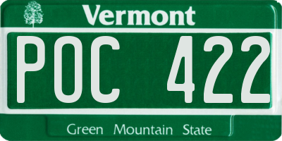 VT license plate POC422