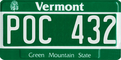 VT license plate POC432