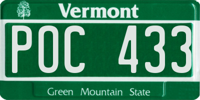 VT license plate POC433