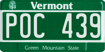 VT license plate POC439