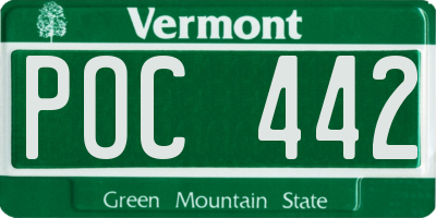 VT license plate POC442