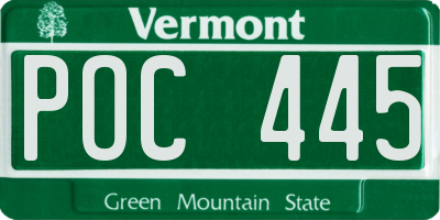 VT license plate POC445