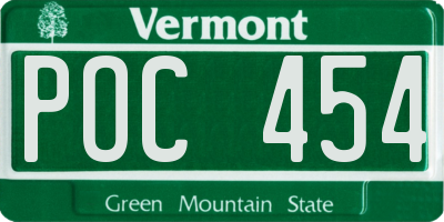 VT license plate POC454