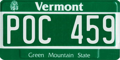 VT license plate POC459