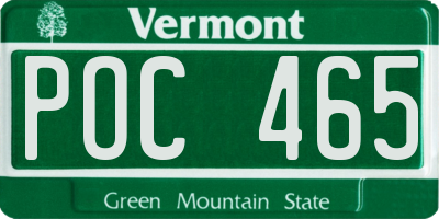 VT license plate POC465