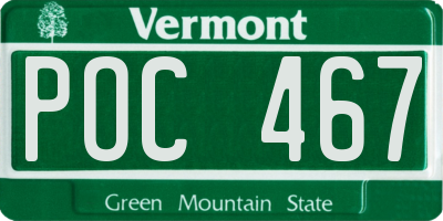 VT license plate POC467