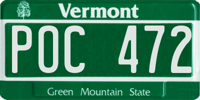 VT license plate POC472