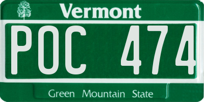 VT license plate POC474