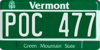 VT license plate POC477