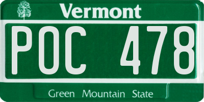 VT license plate POC478