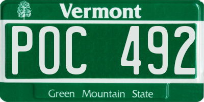 VT license plate POC492