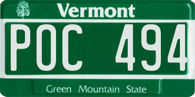 VT license plate POC494