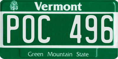VT license plate POC496