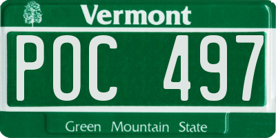 VT license plate POC497