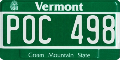 VT license plate POC498