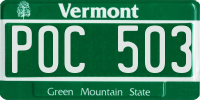 VT license plate POC503