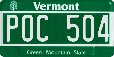VT license plate POC504