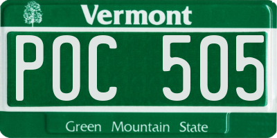 VT license plate POC505
