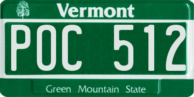 VT license plate POC512