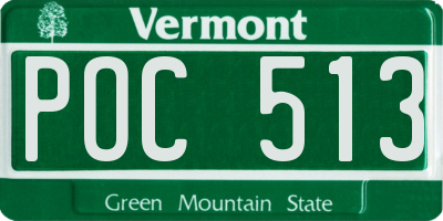 VT license plate POC513
