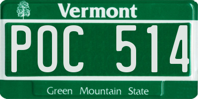 VT license plate POC514