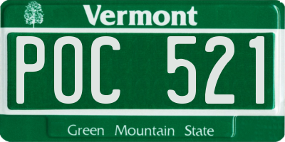 VT license plate POC521