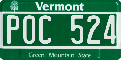 VT license plate POC524