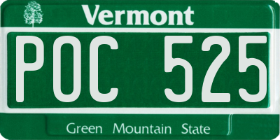VT license plate POC525