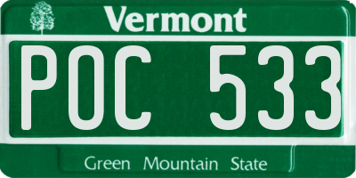 VT license plate POC533
